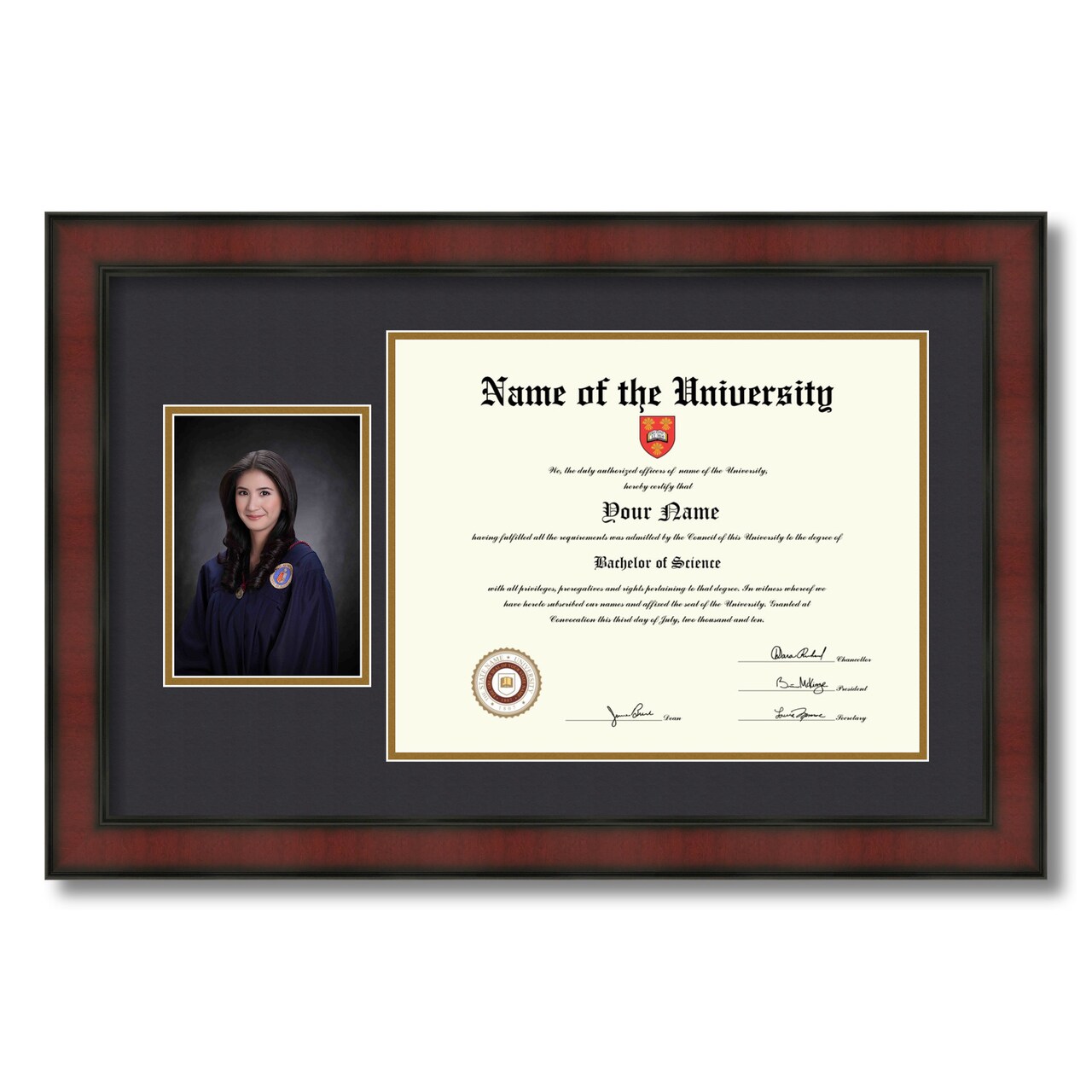 ArtToFrames 11x14 inch Diploma Frame with 6" x 8" Inch Image Opening - Framed with Black and Gold Mats, Comes with Regular Acrylic and Sawtooth Hanger for Wall Hanging (DT-11x14)